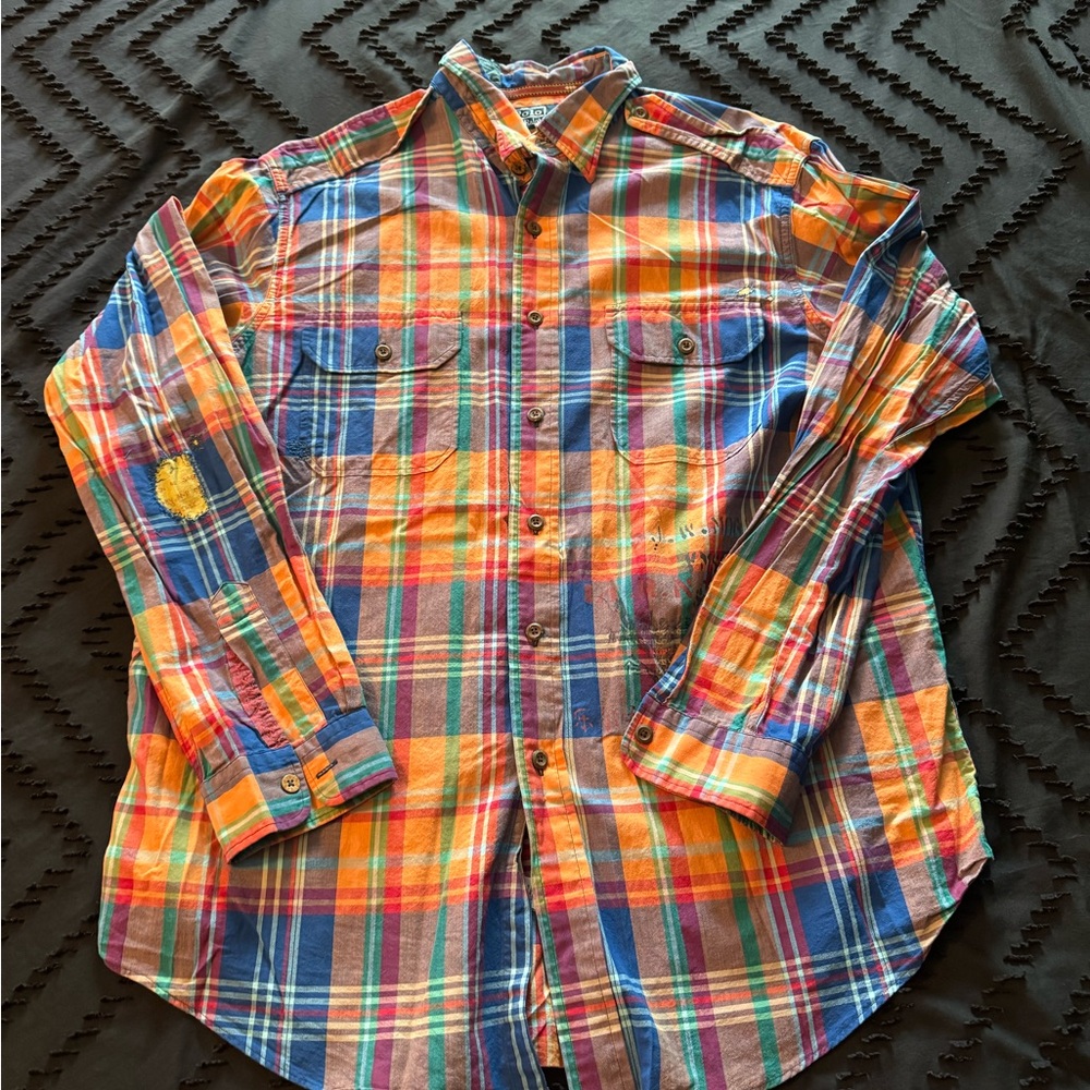 Ralph Lauren Red and Orange Casual Button Down Shirt